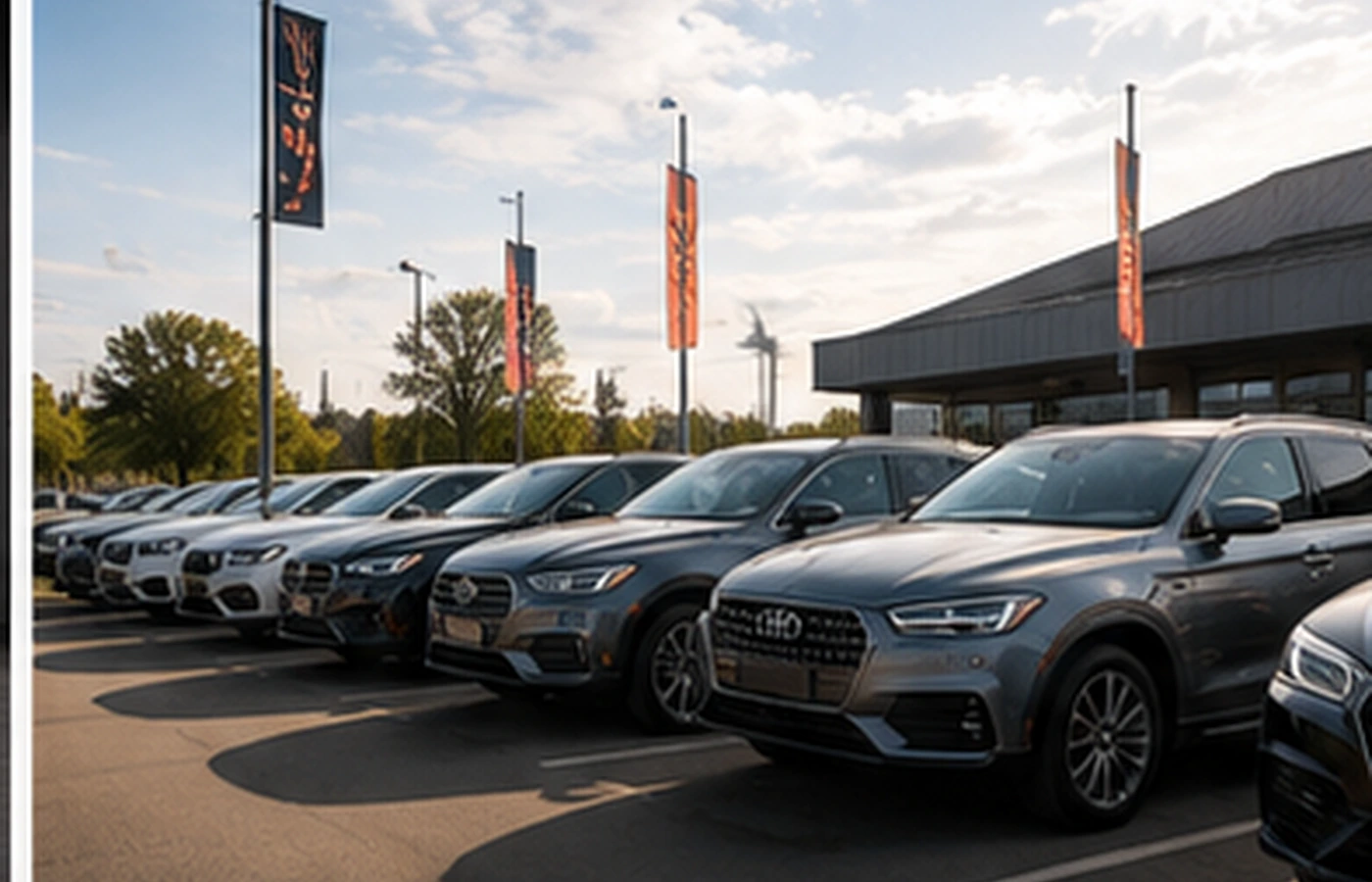 A selected lineup of repo, lender-acquired, and pre-owned vehicles at a dealership