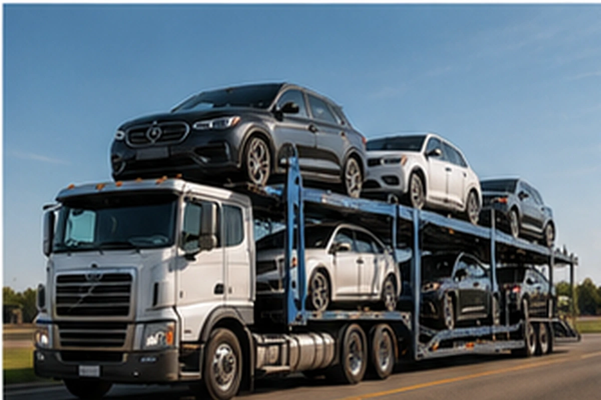 Vehicles transported on an open carrier